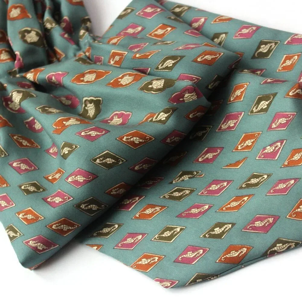 New Dusty Green Nautical Motive‎ Men's Cravat Ascot Gift Box A067